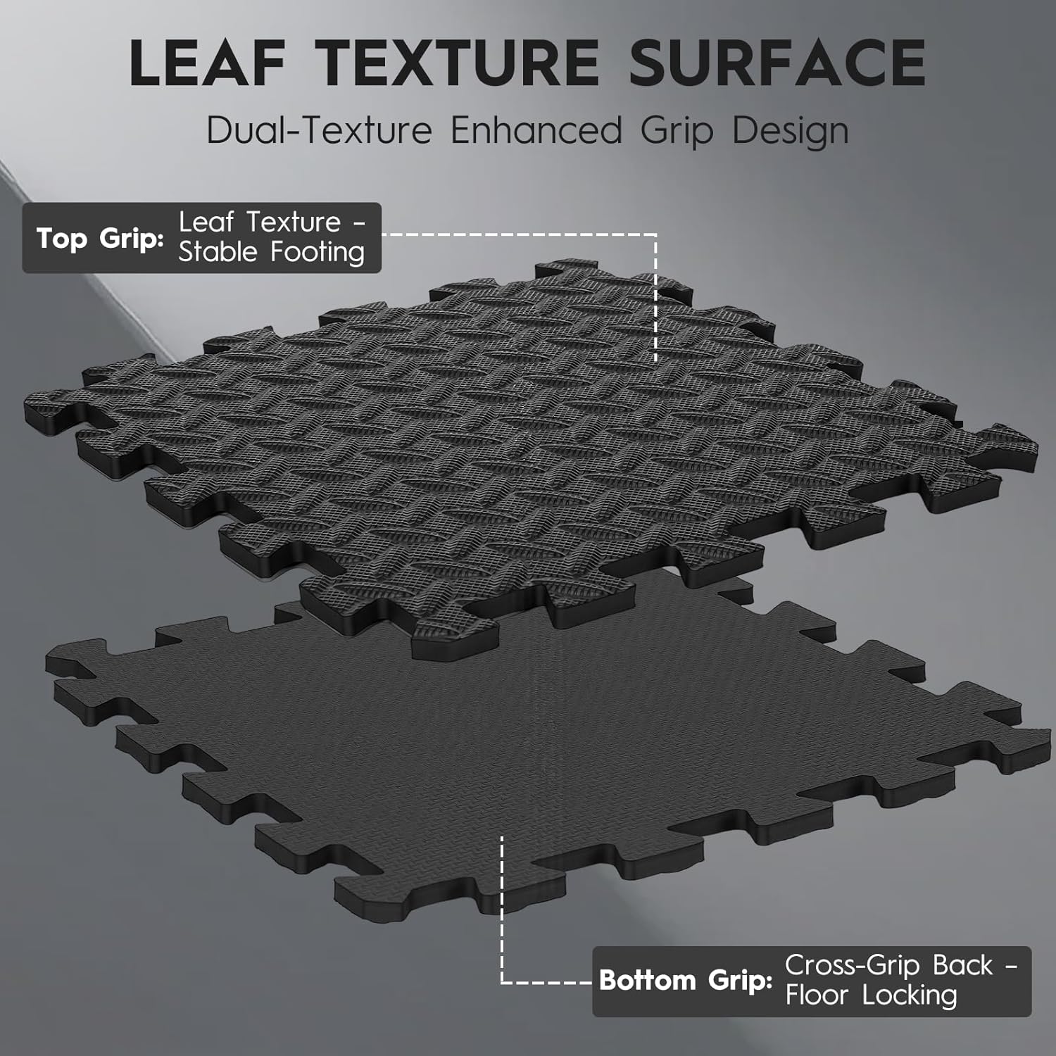 18pcs Puzzle Exercise Mat, 12.6"x12.6"x0.4", 18sqft EVA Interlocking Foam Floor Tiles, Non-Slip, Protective, Water-Resistant Flooring for Home Gym & Workout Equipment - Image 3