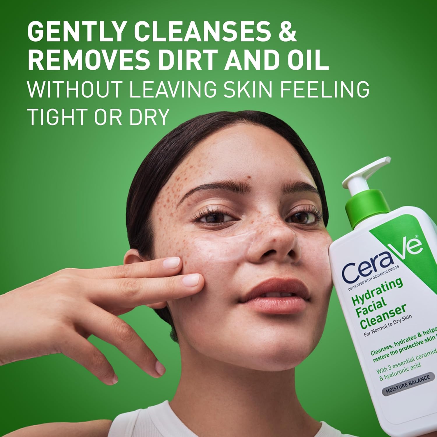 CeraVe Hydrating Facial Cleanser, Moisturizing Face Wash For Dry Skin, Hyaluronic Acid + Ceramides + Glycerin, Hydrating Cleanser For Normal To Dry Skin, National Eczema Association Certified, 16 Oz - Image 2