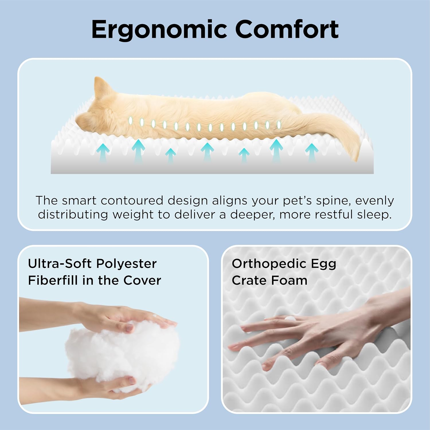 Bedsure Orthopedic Cooling Dog Bed for Small Dogs - 24x16 Inches Comfy Breathable Puppy Beds with Removable Washable Cover, Cold Flat Egg Crate Foam Pet Mat, Suitable for Pet Up to 15 lbs - Image 4