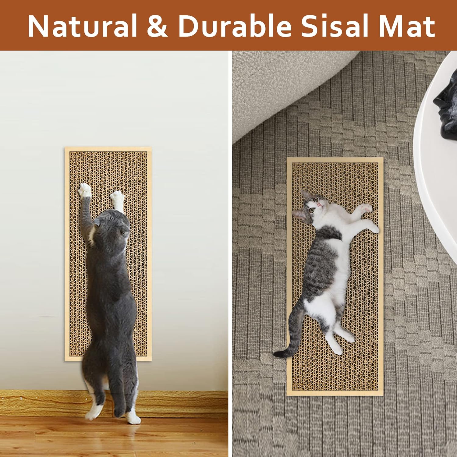HappyFreeSX Splicing Cat Scratch Pad: Cat Scratchers for Indoor Cats and Kitten, 2 Pack Cat Scratching Pad, Cat Scratcher Cardboard, Scratching Pad, Premium Scratch from Cats, Double-Sided Design - Image 6
