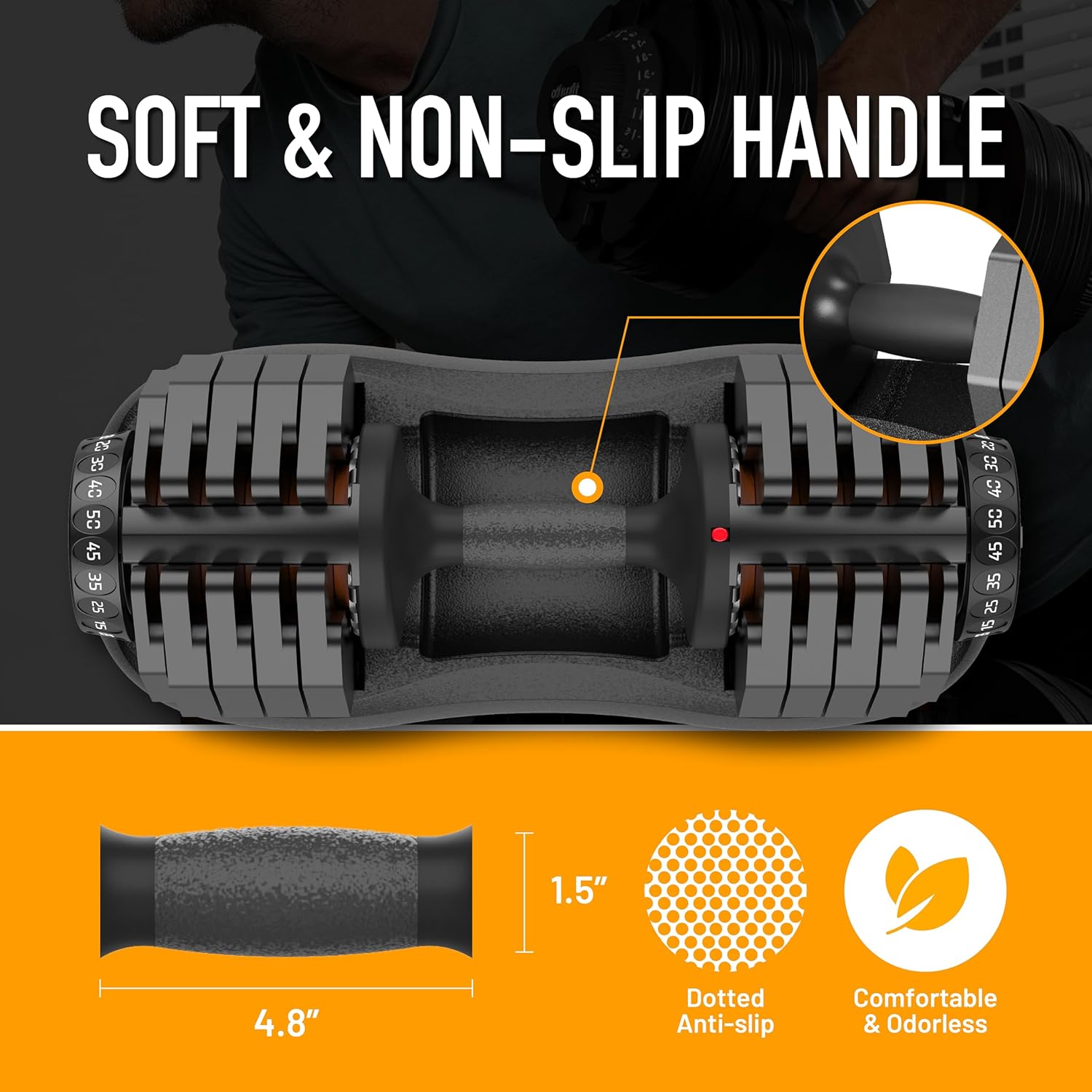 ATIVAFIT Adjustable Dumbbell Set of 2, 5–88LB Quick Dial Free Weights with Double Safety Lock, Anti-Slip Steel Handle & Storage Box, Space Saving Home Gym Equipment for Full Body Strength Training, Suitable for Home Fitness Users - Image 4