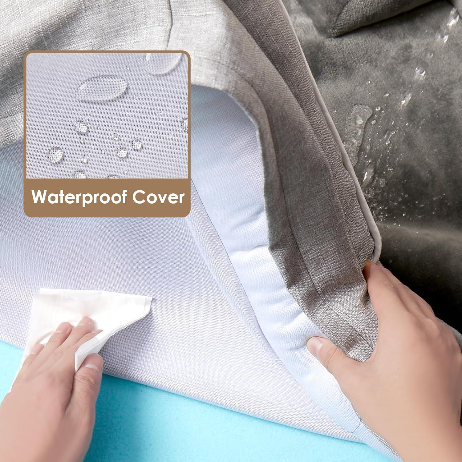 EHEYCIGA Orthopedic Dog Beds for Extra Large Dogs 44x32Inch, Waterproof Memory Foam XL Pet Bed with Sides, Non-Slip and Egg-Crate Foam Big Dog Couch Bed with Washable Removable Cover, Grey - Image 3
