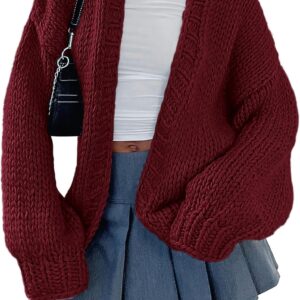 PRETTYGARDEN Cardigan Sweaters for Women Trendy Fall Fashion 2026 Long Sleeve Chunky Knit Cardigans Winter Clothing Outfits