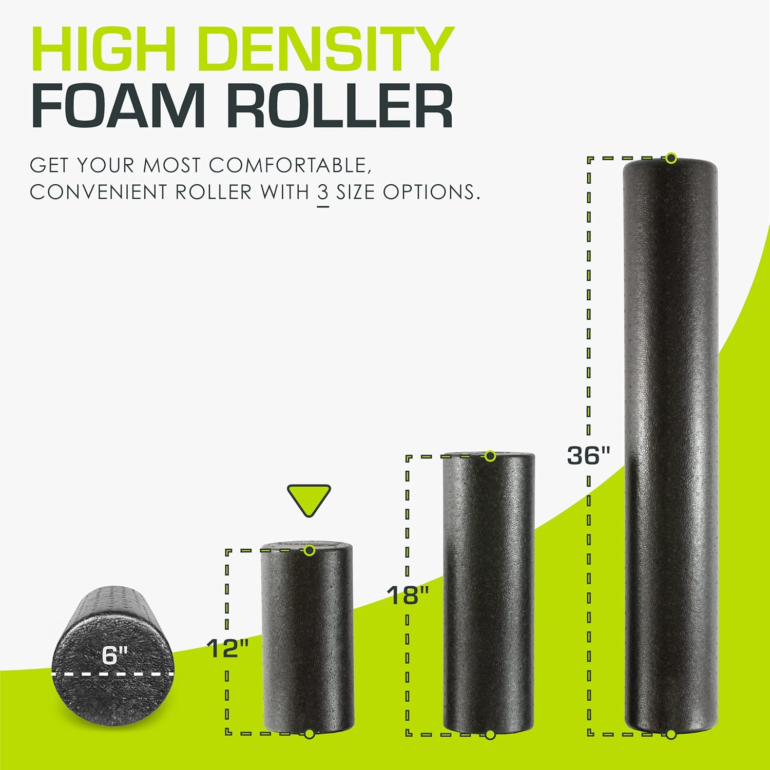 ProsourceFit High Density Foam Rollers 12 - inches long, Firm Full Body Athletic Massage Tool for Back Stretching, Yoga, Pilates, Post Workout Muscle Recuperation, Black - Image 2