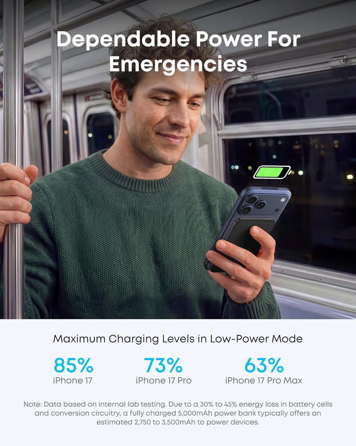 Anker Nano MagSafe Portable Charger, Ultra-Slim 5,000mAh Magnetic Wireless Power Bank, Qi2-Certified 15W Max, Compact for Travel, Ergonomic Design, for iPhone 17/16 Series, and More - Image 6