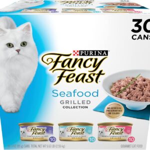 Purina Fancy Feast Grilled Wet Cat Food Seafood Collection in Wet Cat Food Variety Pack - (Pack of 30) 3 oz. Cans