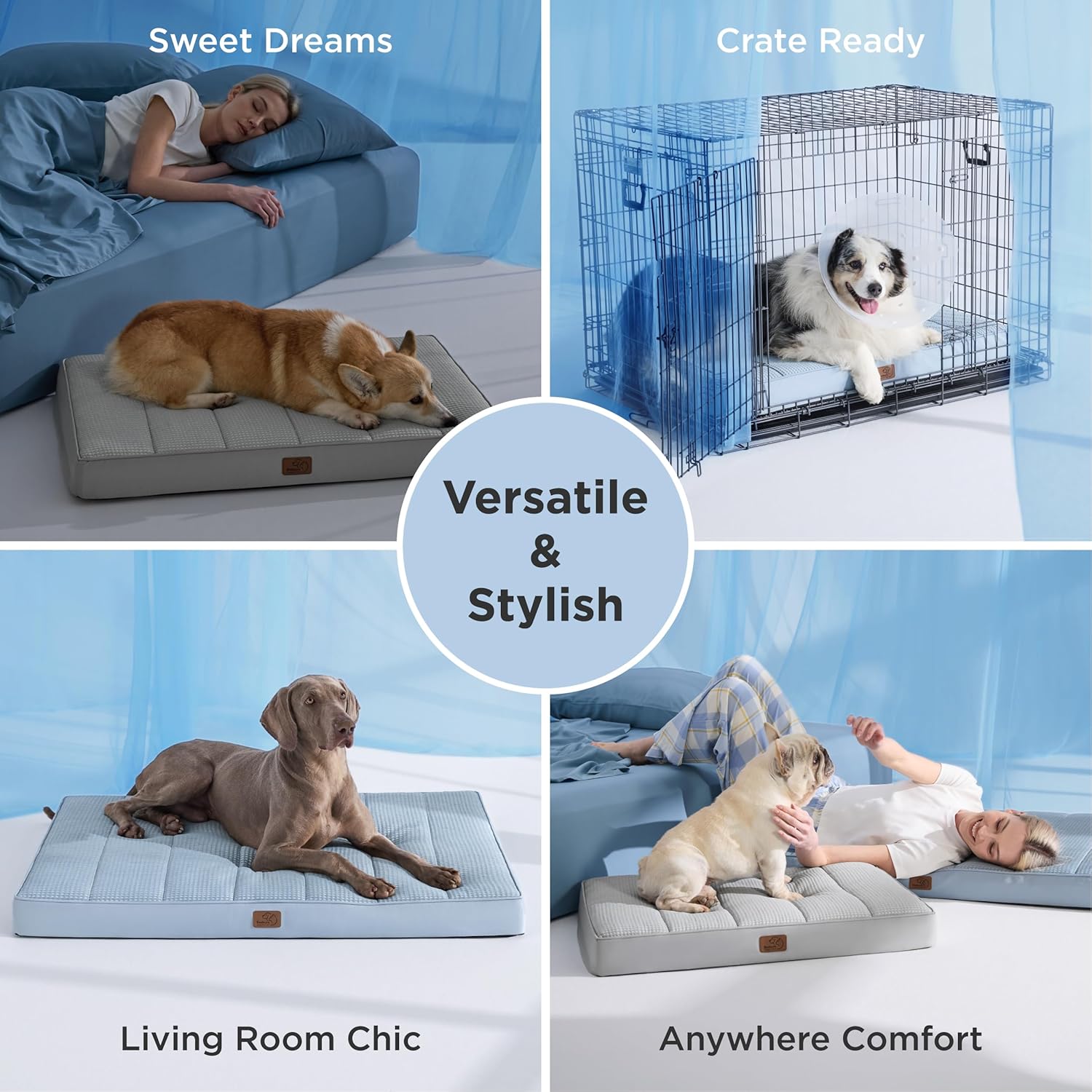 Bedsure Orthopedic Cooling Dog Bed for Small Dogs - 24x16 Inches Comfy Breathable Puppy Beds with Removable Washable Cover, Cold Flat Egg Crate Foam Pet Mat, Suitable for Pet Up to 15 lbs - Image 8