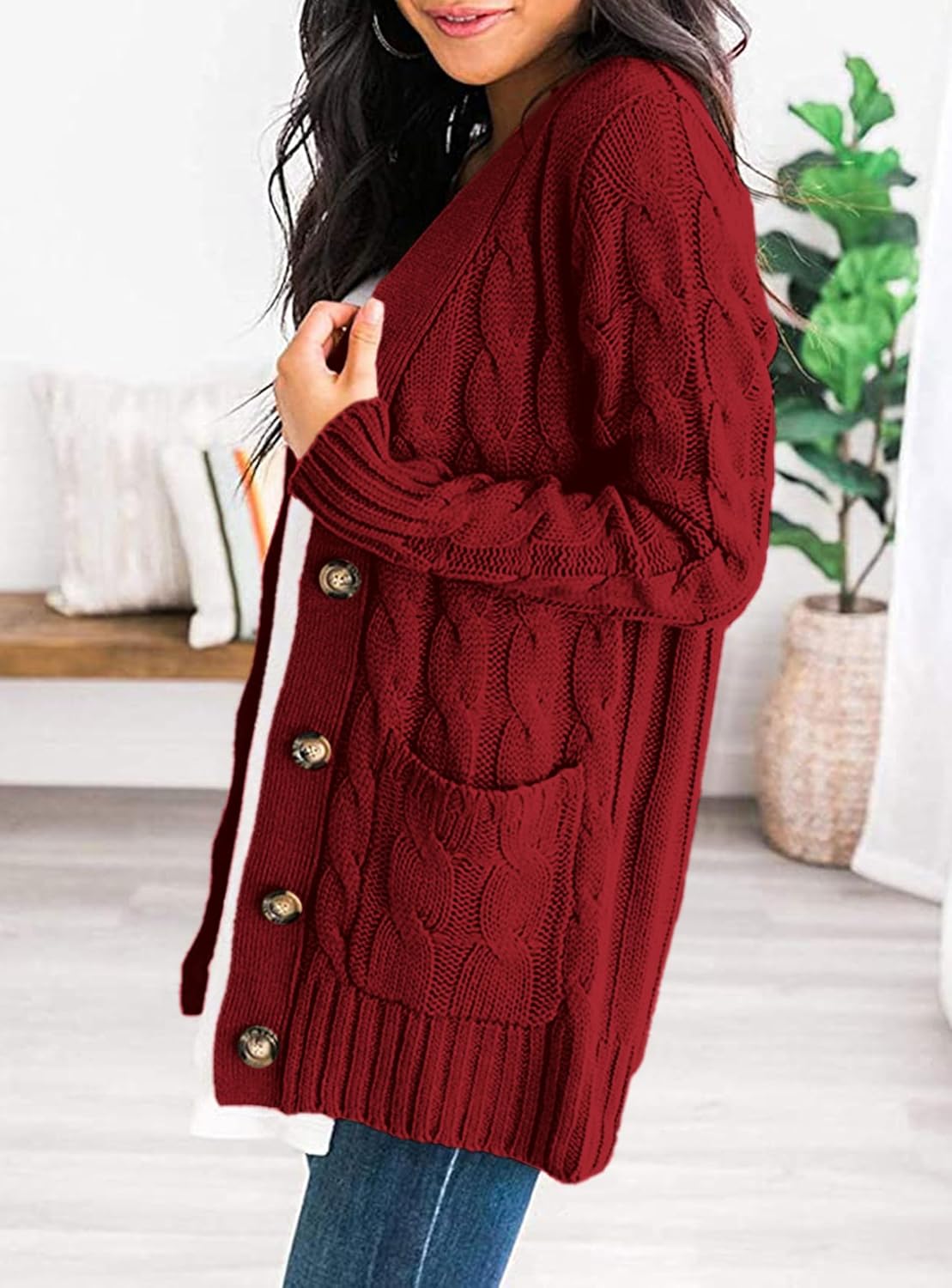 PRETTYGARDEN Women's Open Front Cardigan Sweaters Fall Fashion Button Down Cable Knit Chunky Winter Clothing Outerwear Coats - Image 4