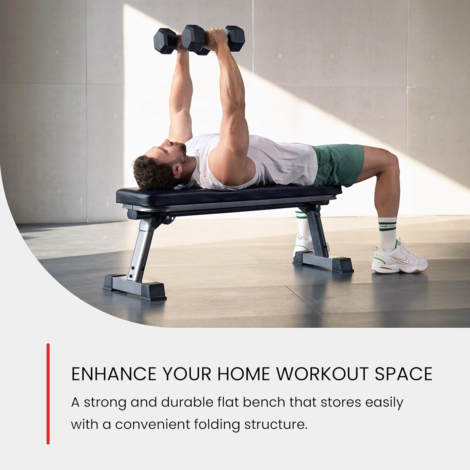 Finer Form Gym Quality Foldable Flat Bench for Multi-Purpose Weight Training and Ab Exercises - Free PDF Workout Chart Included - Image 2