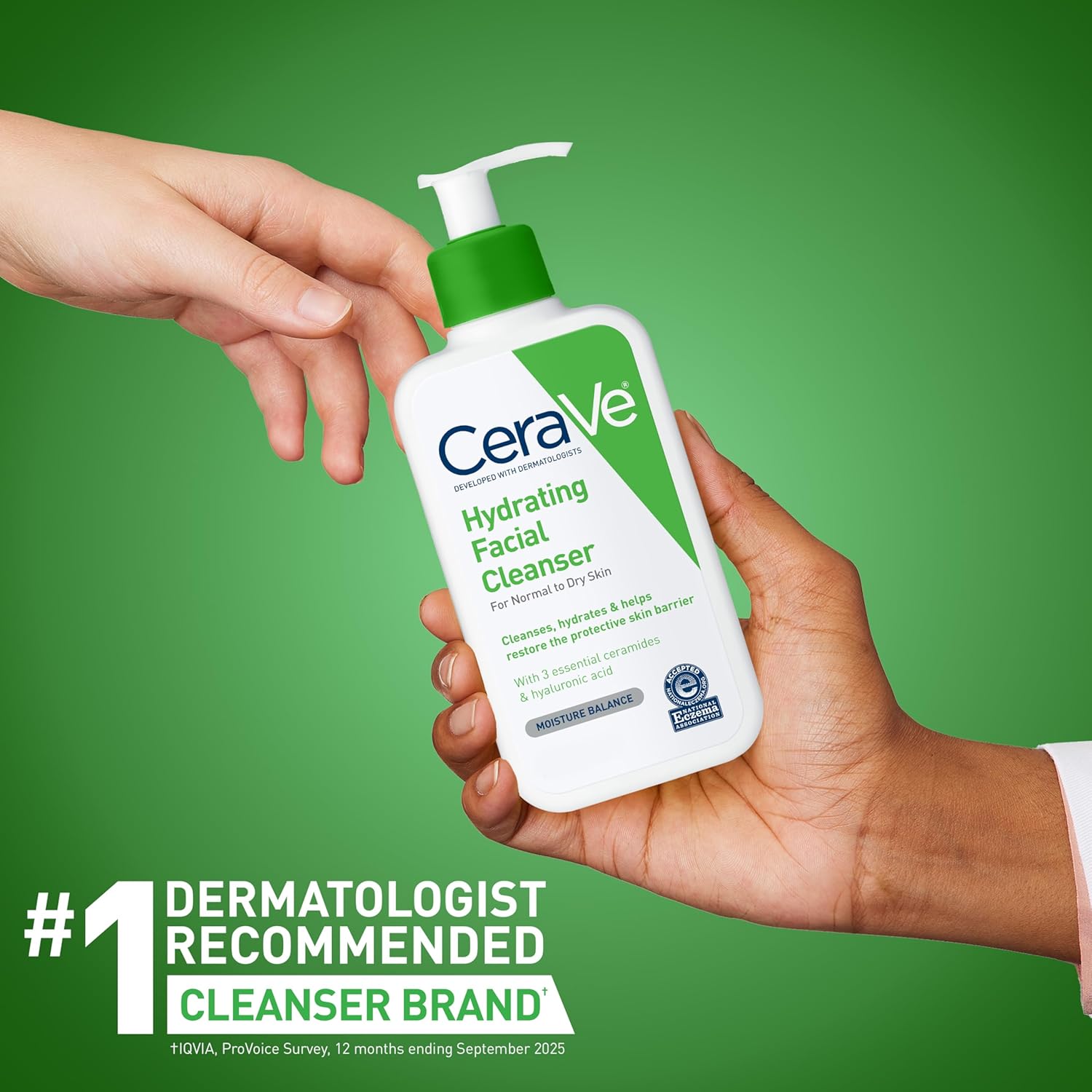 CeraVe Hydrating Facial Cleanser, Moisturizing Face Wash For Dry Skin, Hyaluronic Acid + Ceramides + Glycerin, Hydrating Cleanser For Normal To Dry Skin, National Eczema Association Certified, 16 Oz - Image 6