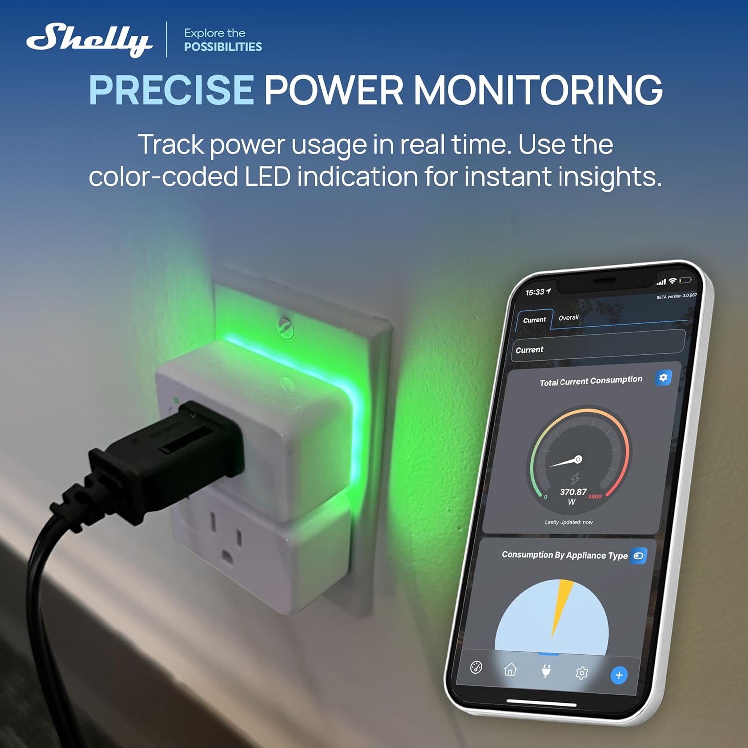 Shelly Smart Plug UL, WiFi, Bluetooth, Zigbee, Matter Outlet with Power Metering, Works with HomeKit, Google Home, Alexa, Home Assistant, Smart Socket, Easy Setup, Remote Control, Plug US Gen4 White - Image 3