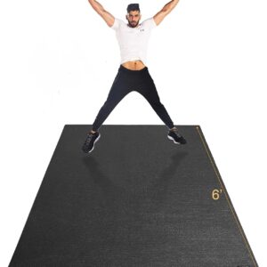GXMMAT Large Exercise Mat 6’x4’/6’x5’/6’x6′(7mm), Thick Workout Mats for Home Gym Flooring, Extra Wide Non-Slip Durable Cardio Mat, Shoe Friendly, Perfect for Plyo, MMA, Jump Rope, Weights, Fitness