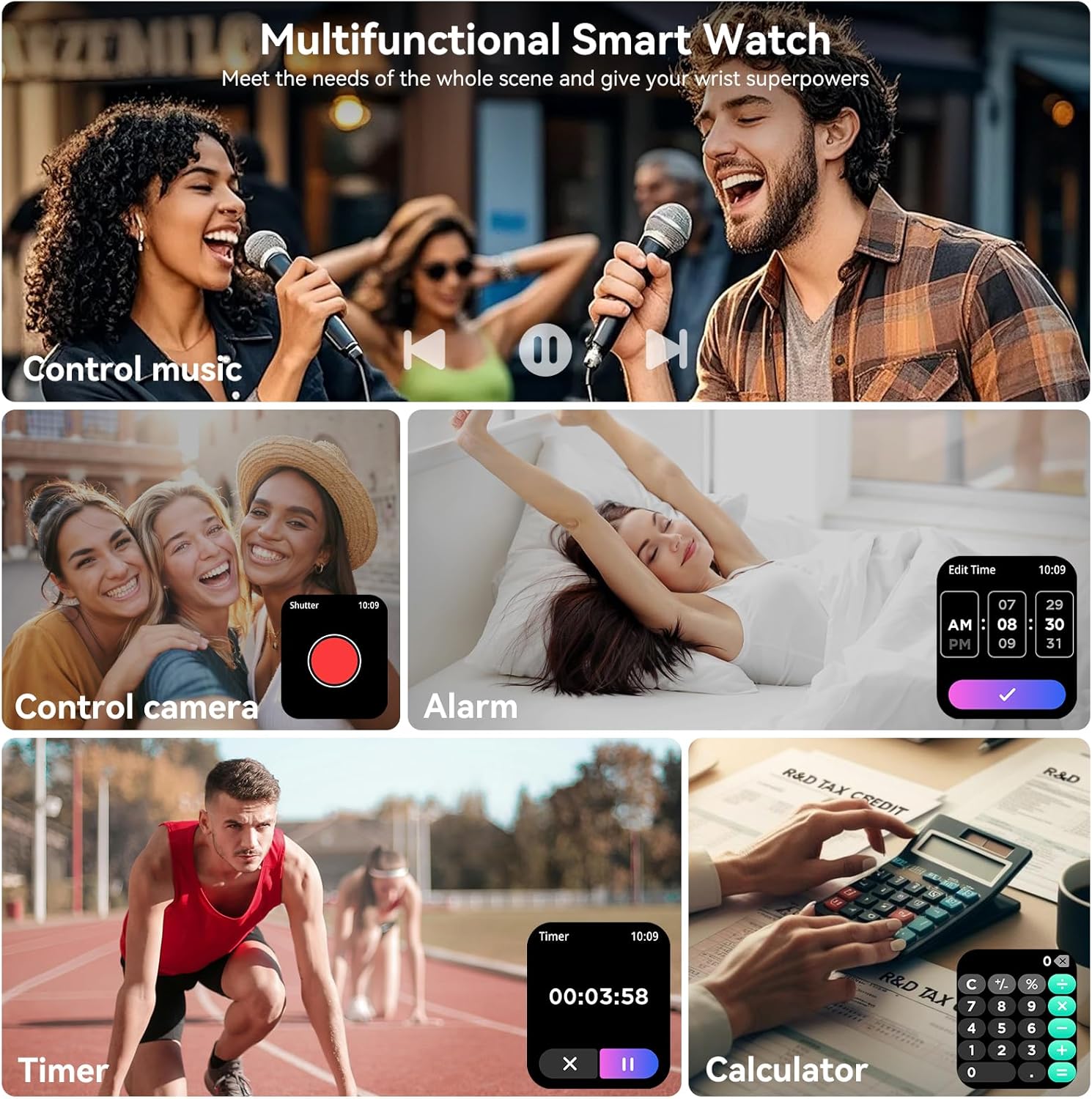 Smart Watch for Men Women, 1.83" HD Touch Screen Smartwatch with Bluetooth Call, 5 ATM Waterproof, 130+ Sport Modes Fitness Tracker Heart Rate Sleep Monitor Pedometer, Compatible with Android iPhone - Image 6