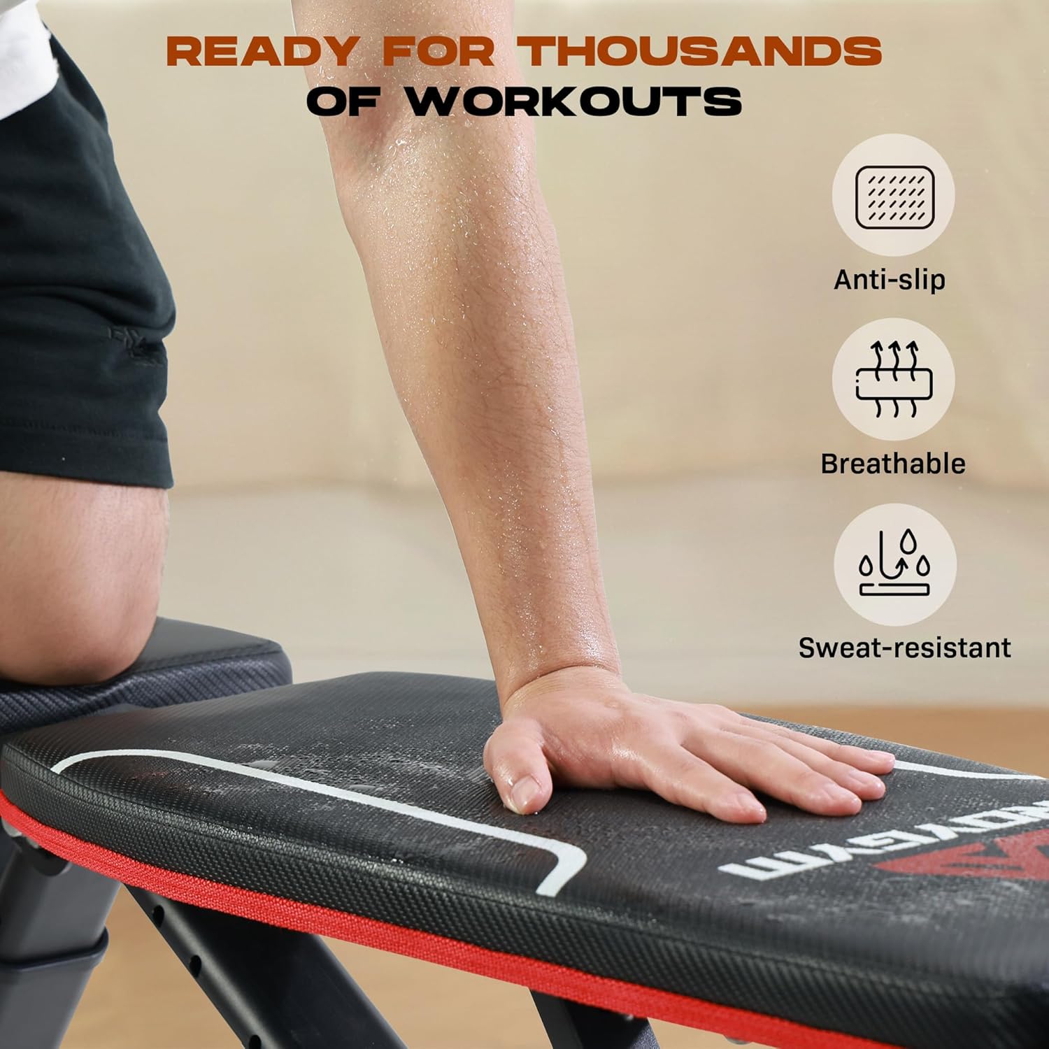 Folding Weight Bench, 880LB Foldable Workout Bench with Extended Headrest for Bench Press Workout Training, Incline Decline Bench - Image 7