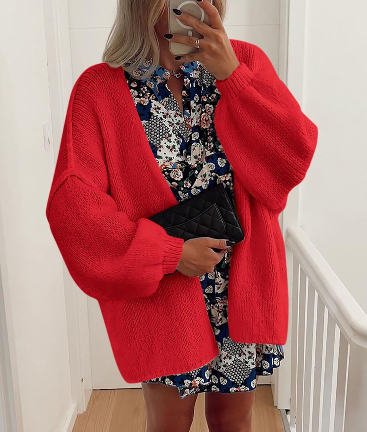 PRETTYGARDEN Womens Oversized Cardigan Sweaters 2026 Fall Long Lantern Sleeve Knit Open Front Lightweight Sweater - Image 5
