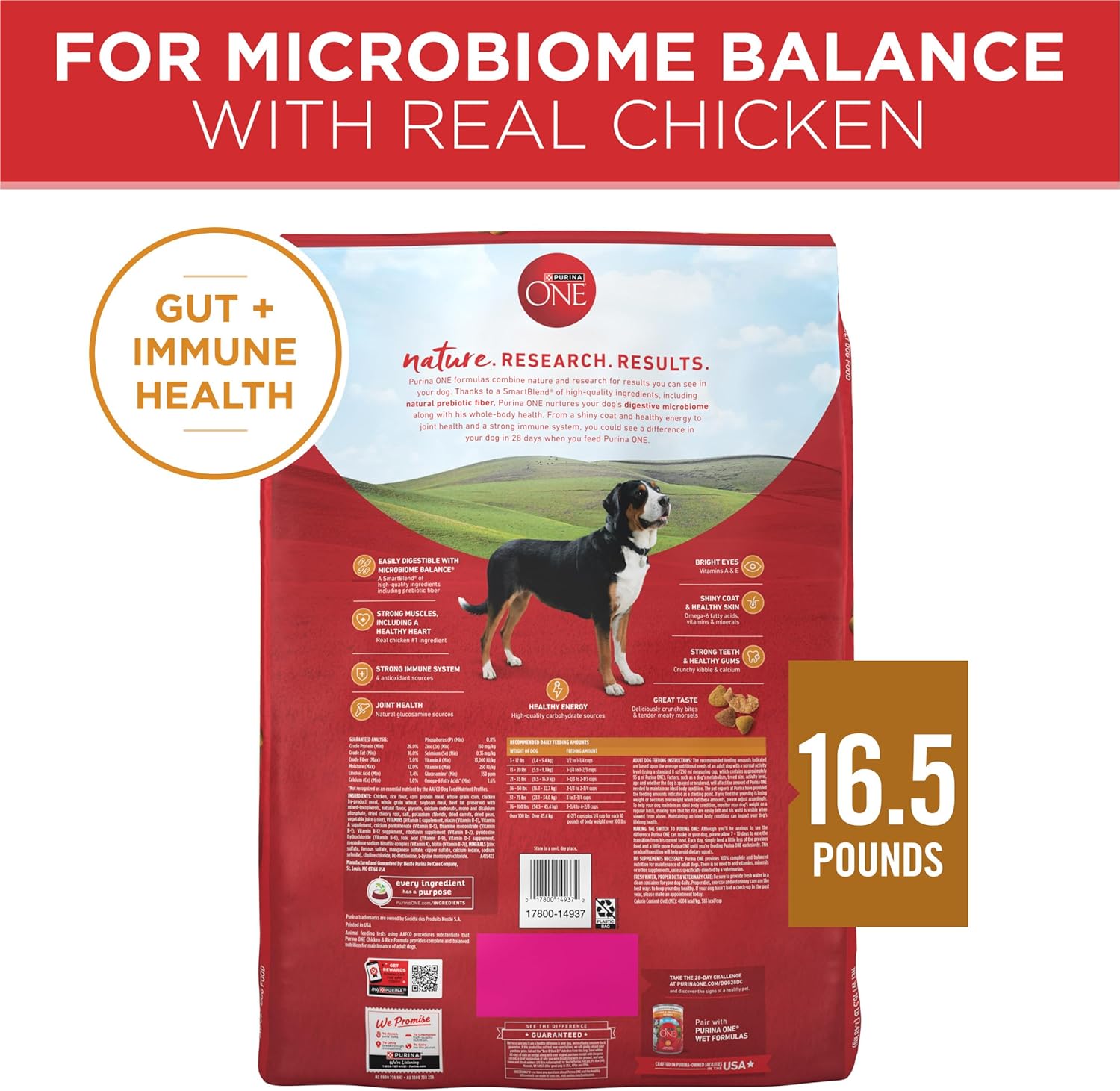Purina ONE Chicken and Rice Formula Dry Dog Food - 16.5 lb. Bag - Image 8