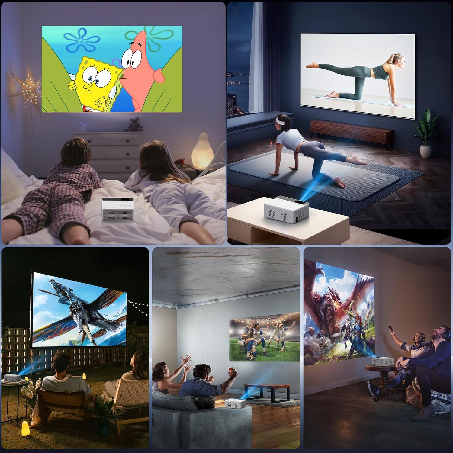 TMY Native 1080P Smart projector with WiFi and Bluetooth, Compatible with Netflix/Prime Video/YouTube, for Smartphone/TV Stick/HDMI/USB, indoor & outdoor use, Camping, Gaming - Image 7