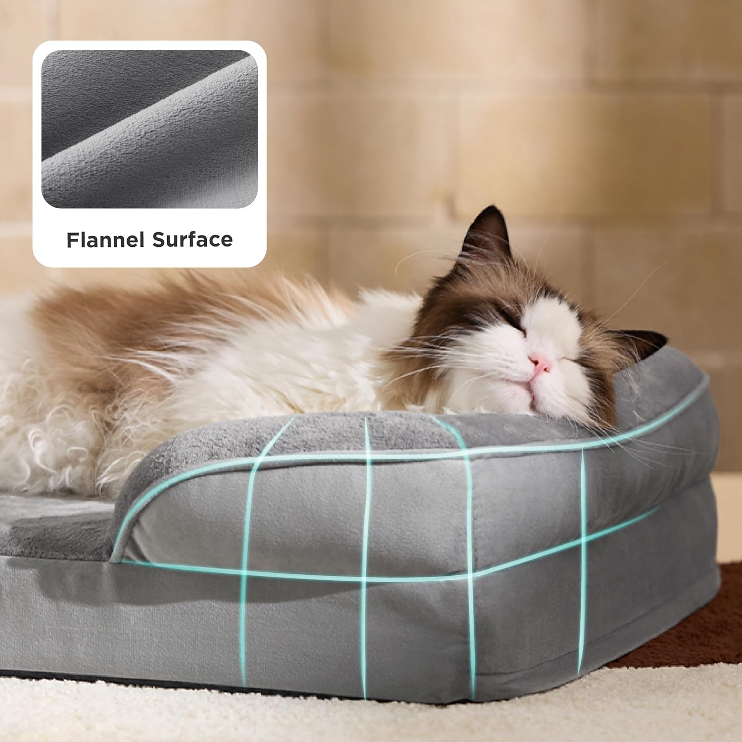 Bedsure Orthopedic Dog Beds for Extra Small Dogs- Washable Dog Cat Bed Waterproof, Comfort Pet Couch Sofa with Washable Removable Cover, Pets Bed with Nonskid Bottom, Grey, 20" - Image 6