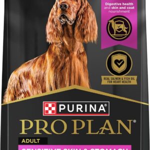 Purina Pro Plan Sensitive Skin and Stomach Dog Food Dry, Adult Salmon & Rice Formula, Digestive Health – 16 lb. Bag