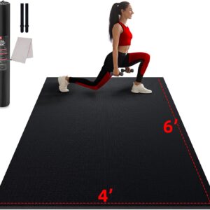 GymCope Large Exercise Mat for Home Workout,12‘x6’/10’x6’/9’x6’/8’x6’/7’x5’/6’x4′ (7mm) Extra Thick Workout Mat, High-Density Gym Mat for Cardio, Jump Rope, MMA, Weights (Shoe-Friendly)