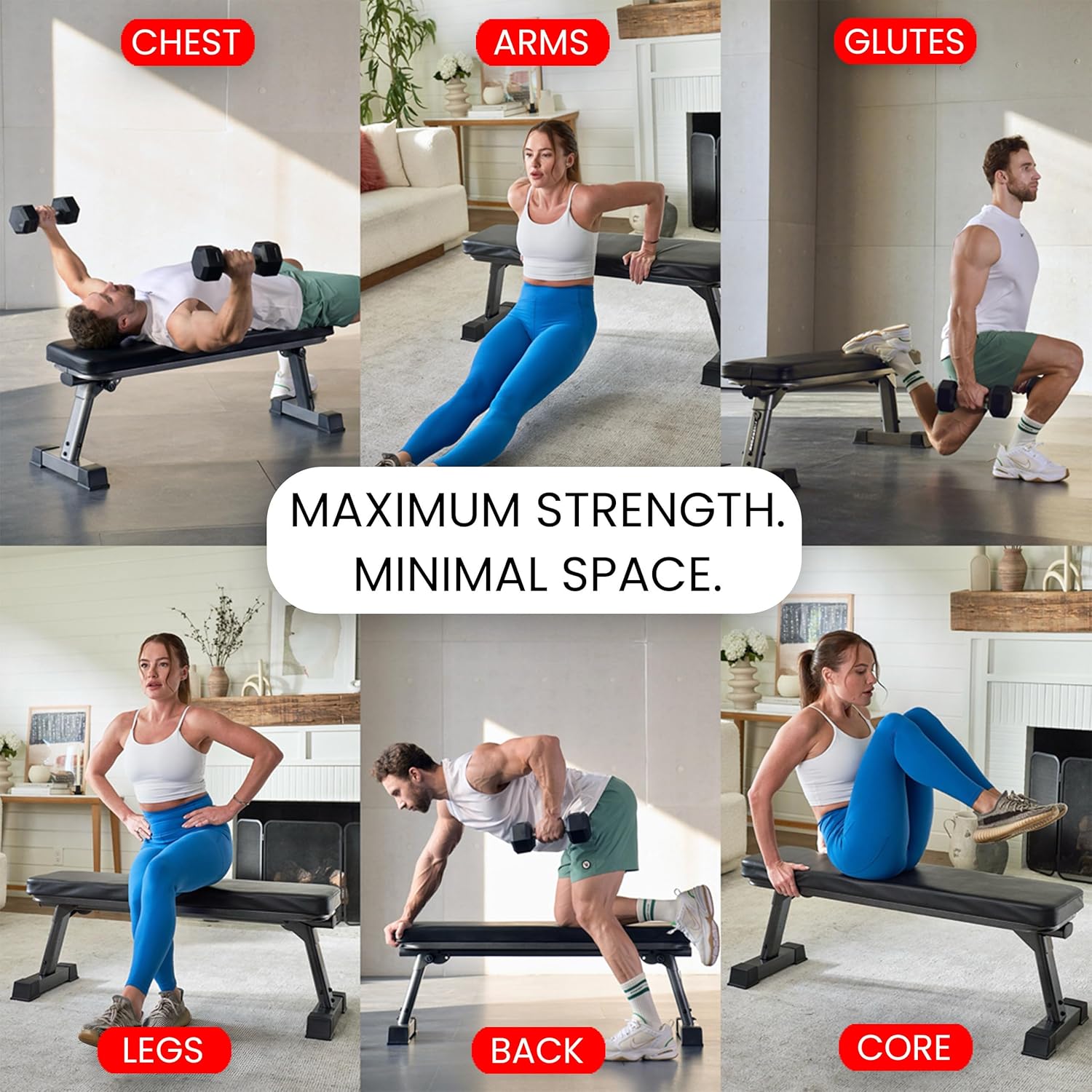 Finer Form Gym Quality Foldable Flat Bench for Multi-Purpose Weight Training and Ab Exercises - Free PDF Workout Chart Included - Image 4