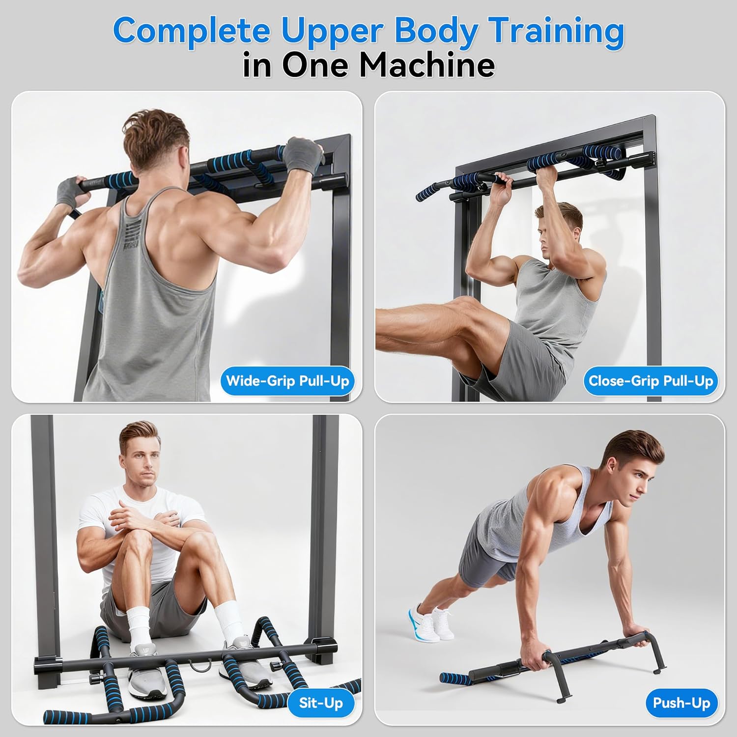 EPHESPORT 2026 Multifunctional Pull Up Bar for Doorway – US Patented Design, Foldable, No Drilling or Slipping, Multi-Grip Bar with Resistance Band Hooks, Commercial Alloy Steel, Large PVC Pads, 440 lbs Capacity - Image 2