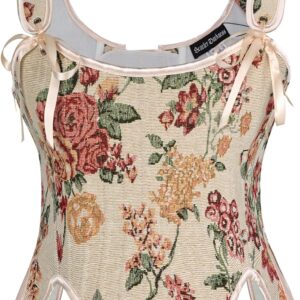 SCARLET DARKNESS Bustier Tops for Women Renaissance Floral Lace Up Bodyshaper Corset with Zipper
