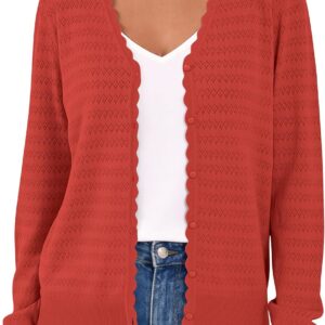 PRETTYGARDEN Lightweight Cardigans for Women Trendy Cozy Fall Fashion Long Sleeve Button V Neck Soft Knit Spring Sweater Tops