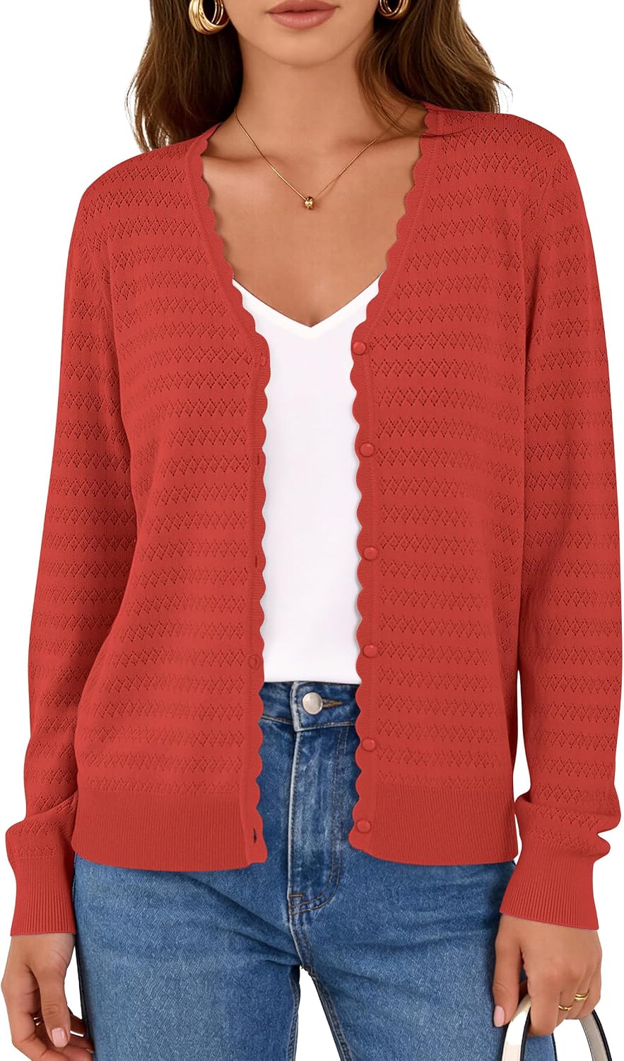 PRETTYGARDEN Lightweight Cardigans for Women Trendy Cozy Fall Fashion Long Sleeve Button V Neck Soft Knit Spring Sweater Tops