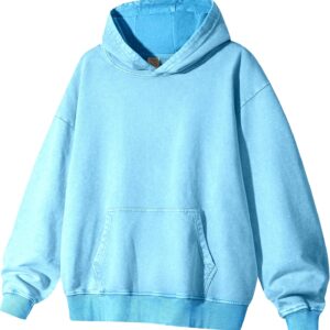 Authentic Acid Wash Hoodie 100% Cotton Oversize, 430gsm Heavyweight Vintage Pullover