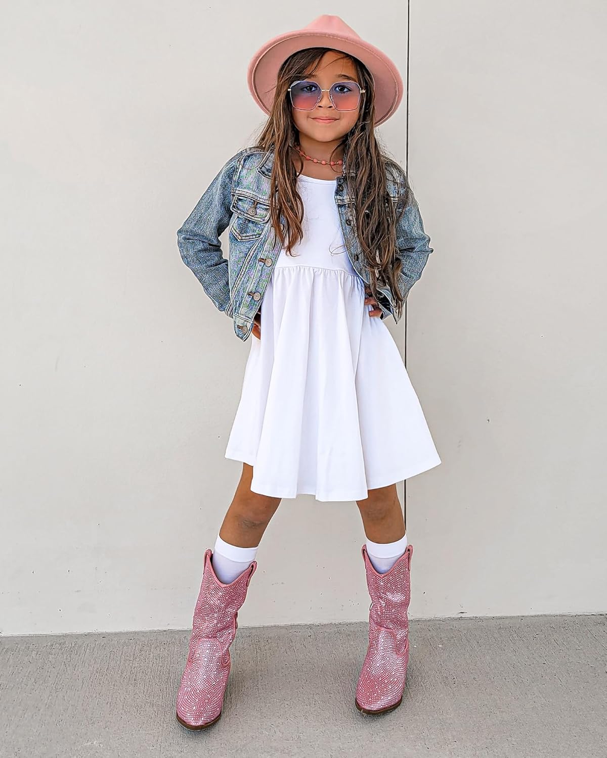 Stelle Girls Short Sleeve Dress Summer Kids Toddler Skater Twirl A Line Solid Color T-Shirt Dress for School Casual 3-12 Y - Image 3