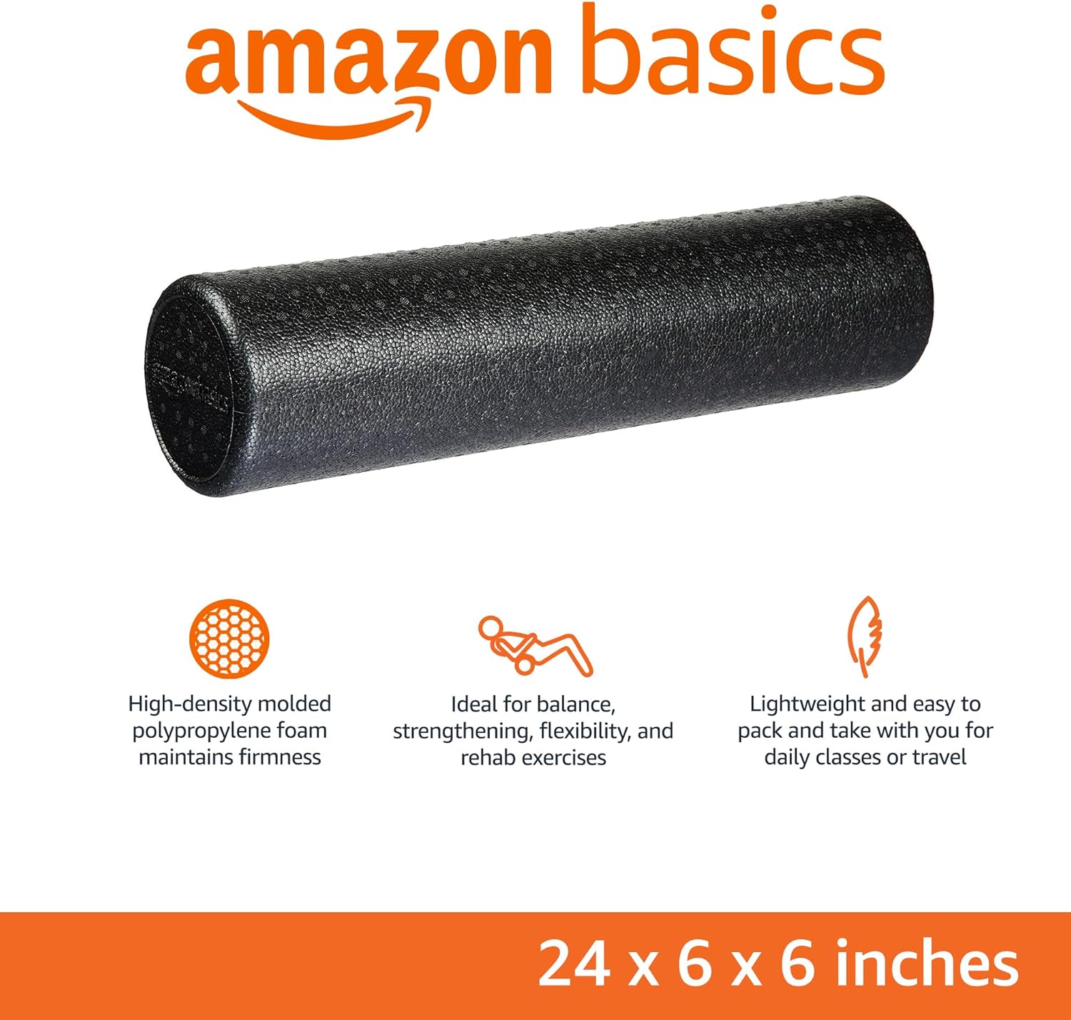 Amazon Basics High Density Foam Roller for Exercise and Recovery, 24 Inches, Black - Image 2