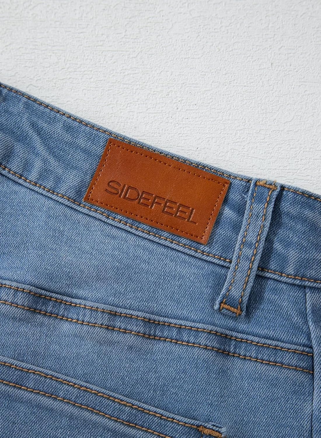 Sidefeel Women's Wide Leg Jeans High Waisted Stretchy Raw Hem Zimbaplatinum Denim Pants - Image 9