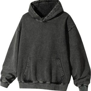 Authentic Acid Wash Hoodie 100% Cotton Oversize, 430gsm Heavyweight Vintage Pullover