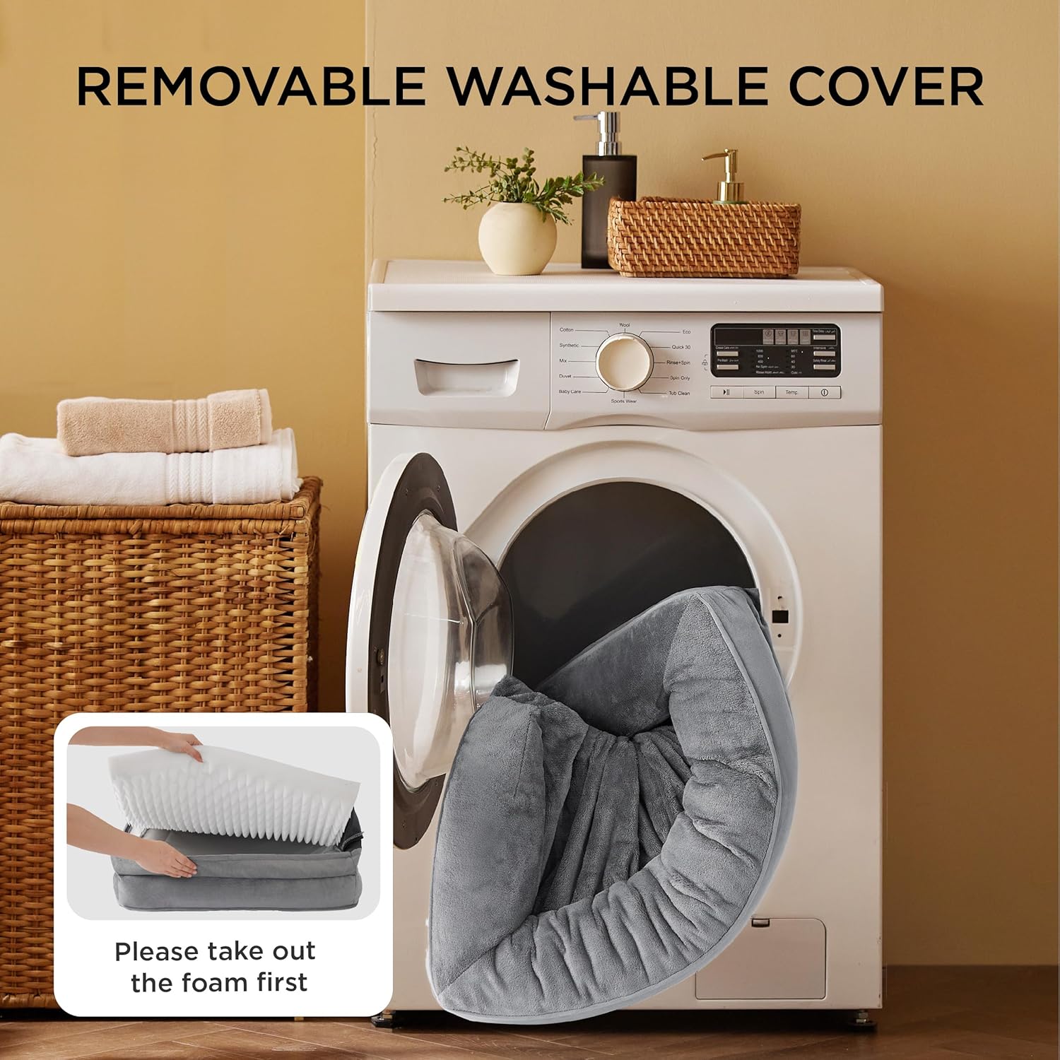 Bedsure Orthopedic Dog Beds for Extra Small Dogs- Washable Dog Cat Bed Waterproof, Comfort Pet Couch Sofa with Washable Removable Cover, Pets Bed with Nonskid Bottom, Grey, 20" - Image 5