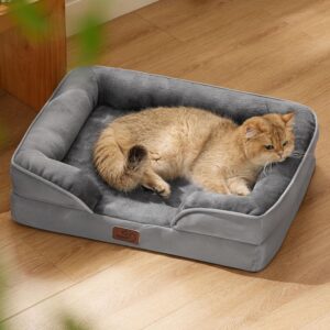 Bedsure Orthopedic Dog Beds for Extra Small Dogs- Washable Dog Cat Bed Waterproof, Comfort Pet Couch Sofa with Washable Removable Cover, Pets Bed with Nonskid Bottom, Grey, 20″