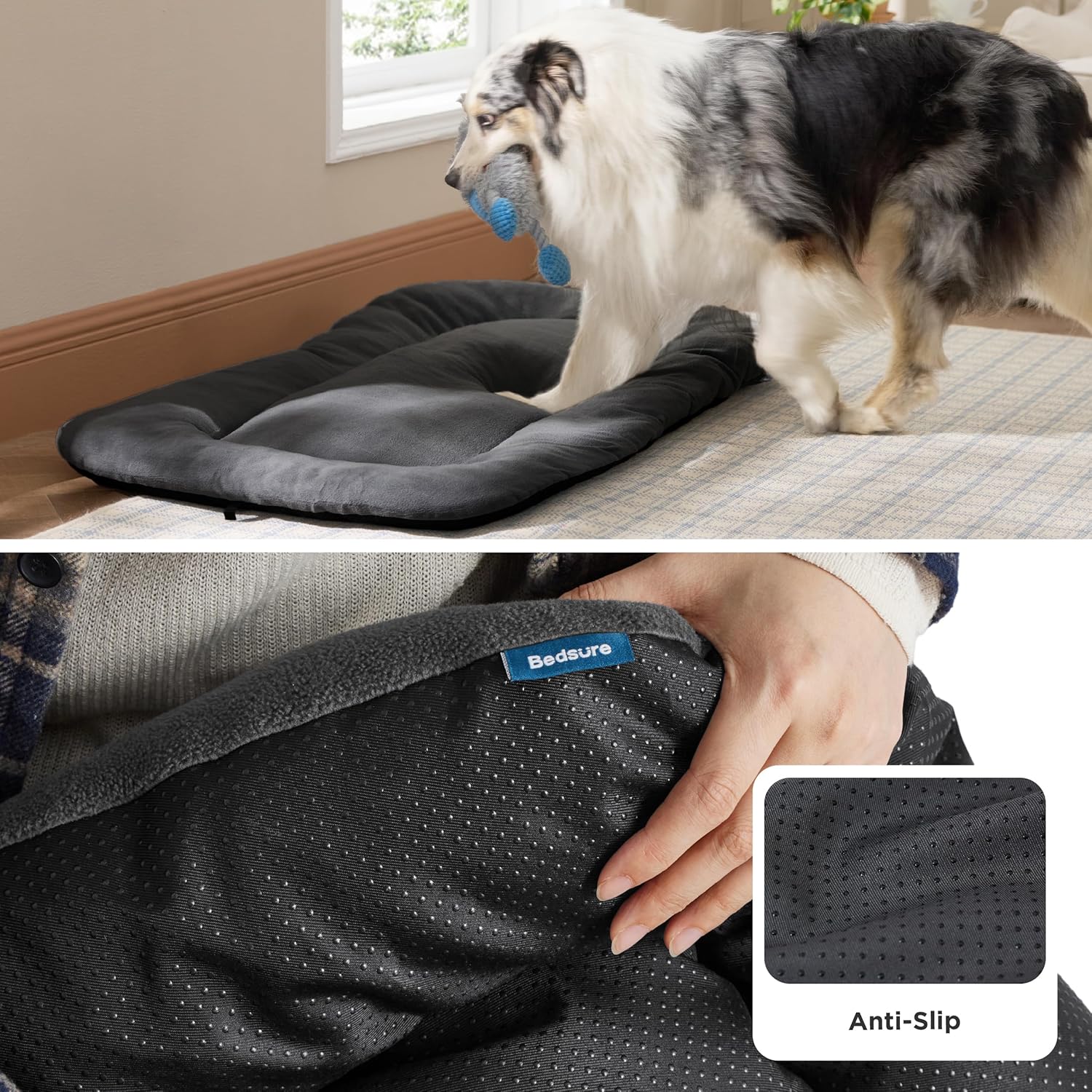 Bedsure Washable Dog Crate Pad for Small Dogs, Anti-Slip Puppy Kennel Dog Bed for Crate - Ultra Soft Fleece Flat Thin Pet Mat (Not Chew Proof), Grey 23"x17" - Image 5