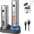 CIRCLE JOY Electric Salt and Pepper Grinder Set with Rechargeable Base Upgraded Stainless Steel Automatic Salt and Pepper Shakers with 2 Grinding Speeds, External Adjustment and 110ml Capacity, Silver