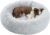 SAVFOX 23 inches Calming Donut Dog Bed – 3X Durable Plush Faux Fur, Machine Washable & Non-Slip, Fits up to 25 lbs, Light Grey
