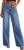 Sidefeel Women’s Wide Leg Jeans High Waisted Stretchy Raw Hem Zimbaplatinum Denim Pants