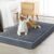 WNPETHOME Orthopedic Dog Beds for Large Dogs, Extra Large Waterproof Dog Cage Bed with Removable, Washable Cover and Non-Slip Base, XXL Dog Bed for Dog Cage (Dark Grey,