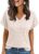 AUTOMET Womens Short Sleeve V Neck Cute Tops 2026 Fall Fashion Sweaters | Dressy Business Casual Work Blouse, Lightweight Cozy Soft Material, Spring Summer Fall Clothes, Loose Fitting Tunic Shirt