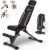 Folding Weight Bench, 880LB Foldable Workout Bench with Extended Headrest for Bench Press Workout Training, Incline Decline Bench