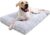 KSIIA Washable Dog Bed Deluxe Plush Dog Crate Beds Comfy Kennel Pad Anti-Slip Pet Sleeping Mat for Large, Jumbo, Medium, Small Dogs Breeds, 35″ x 23″, Gray