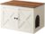 Feandrea Cat Litter Cabinet Table 70 x 50 x 50 cm Honey Brown Vintage White PCL022K02