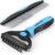 Pet Grooming Brush and Metal Comb Combo, Cat Brush Dog Brush for Shedding, Undercoat Rake for Dog Grooming Supplies, Dematting Brush, Dog Hair Tool for Longhaired Pets, Blue