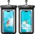 Hiearcool Waterproof Phone Pouch, Universal Case Compatible for iPhone 17 16 15 14 13 Pro Max Plus Up to 8.9″, IPX8 Beach Travel Essentials-Black-2 Pack